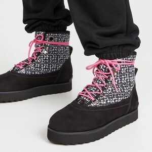 Larroude Vaile Tweed Black White Boot Sz 8 New‎